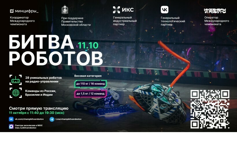 11 октября пройдет второй отборочный этап Международного чемпионата по битве роботов сезона 2025 года